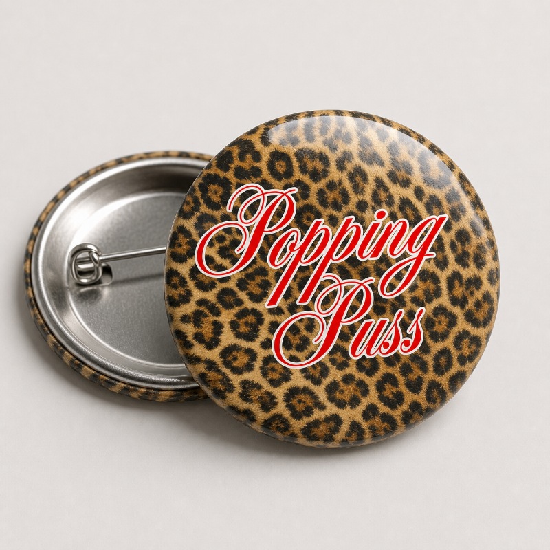 LEOPARD POPPING PUSS PIN BADGE